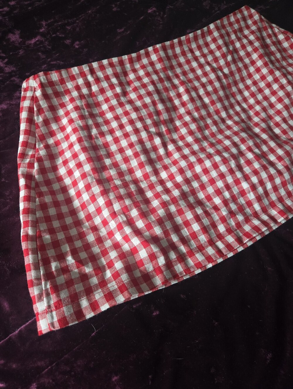 Brand New Old Navy Gingham Red White Check Linen Mini Skort Lg